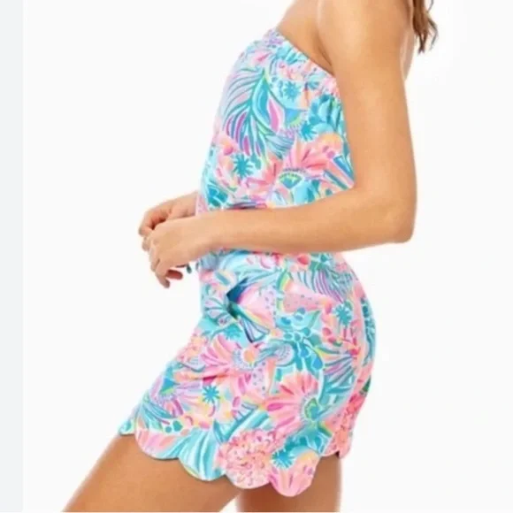 🎈HOST PICK🎈 Lilly Pulitzer Jace Romper Tropical Punch Sz Large - Picture 2 of 8